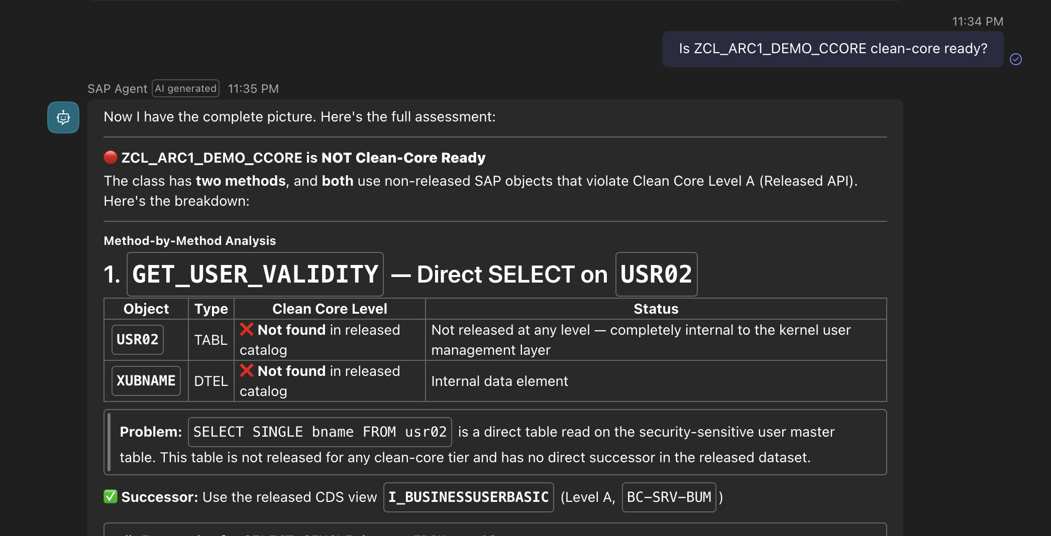 Copilot Studio clean core readiness analysis with ARC-1 context